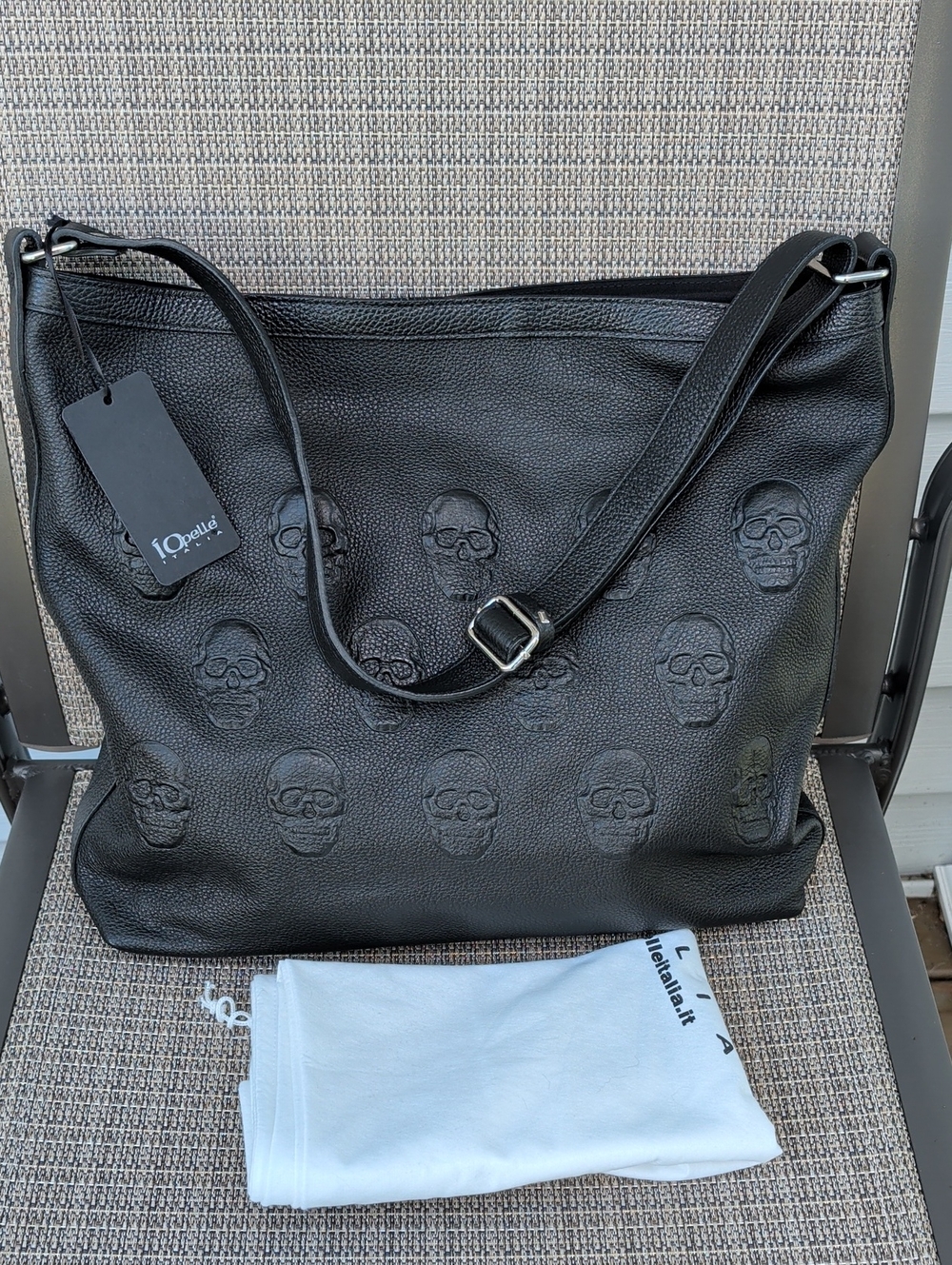 IOpelle Italia Skull Embossed Shoulder/Crossbody Extra Large Hobo (ART 2700) NWT